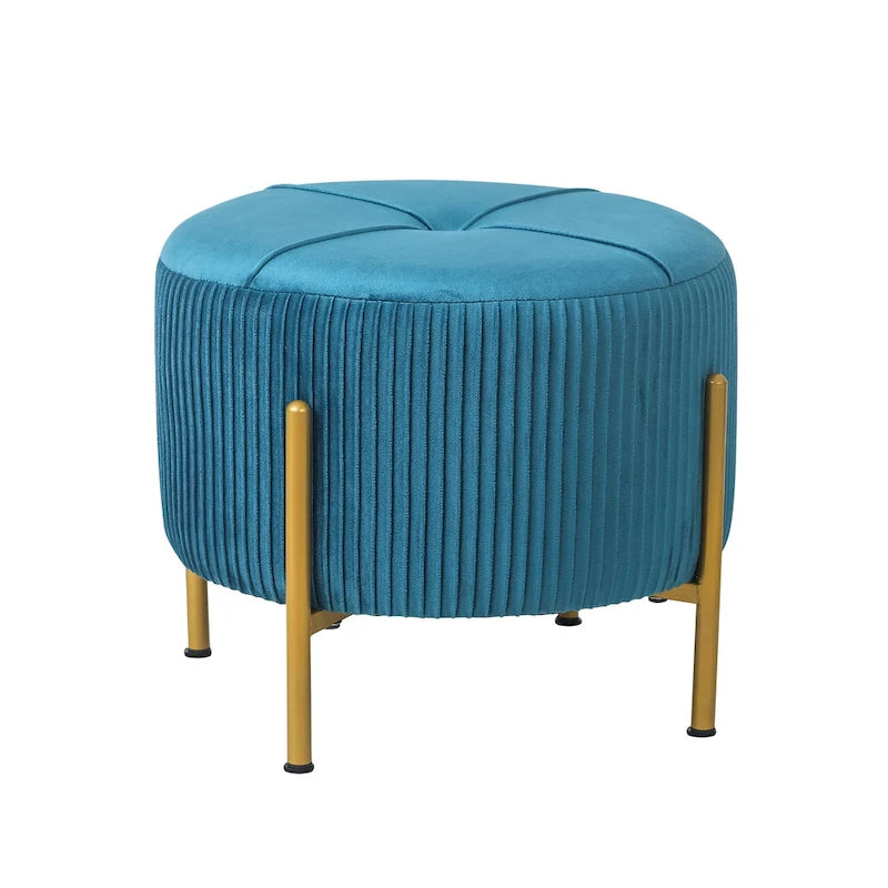 Repose-pieds rond Adeco, pouf de 16,5 po avec pieds en métal