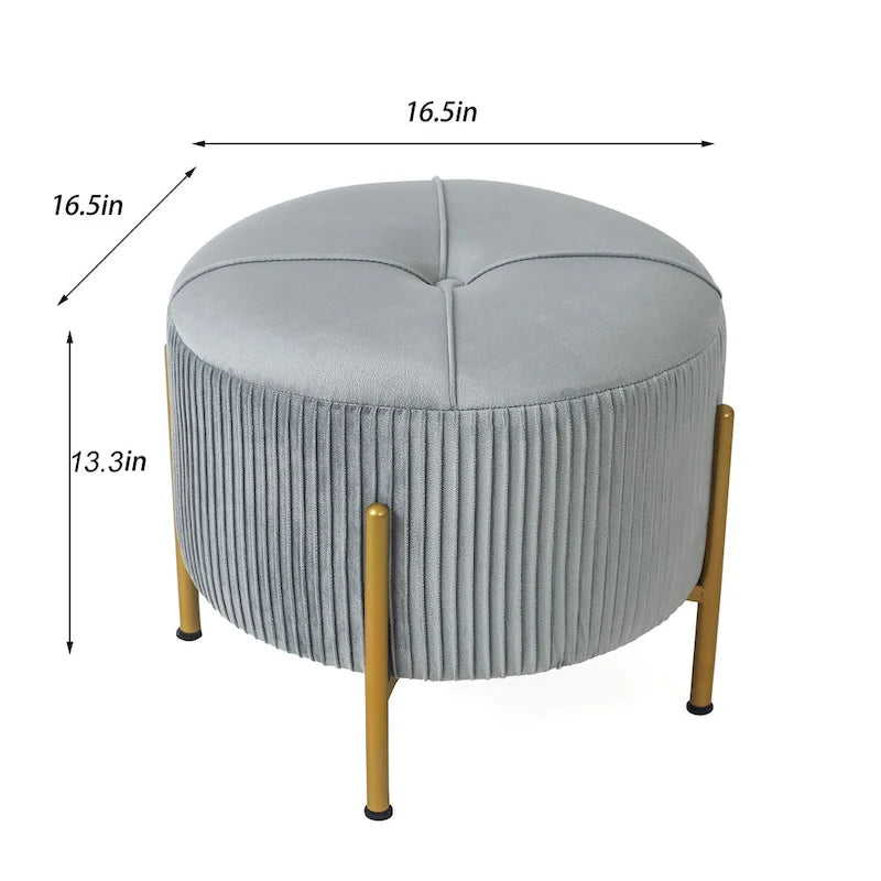 Repose-pieds rond Adeco, pouf de 16,5 po avec pieds en métal