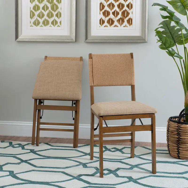 Chaise de salle à manger pliante Imperial Wood Rope (lot de 2)