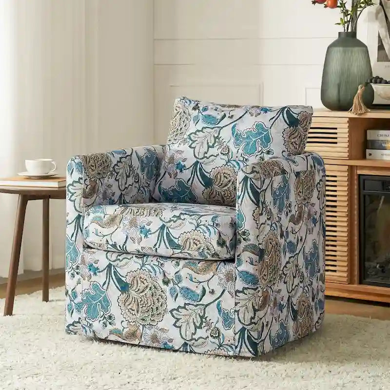 Fauteuil pivotant déhoussable Erkenbald avec coussin amovible par HULALA HOME