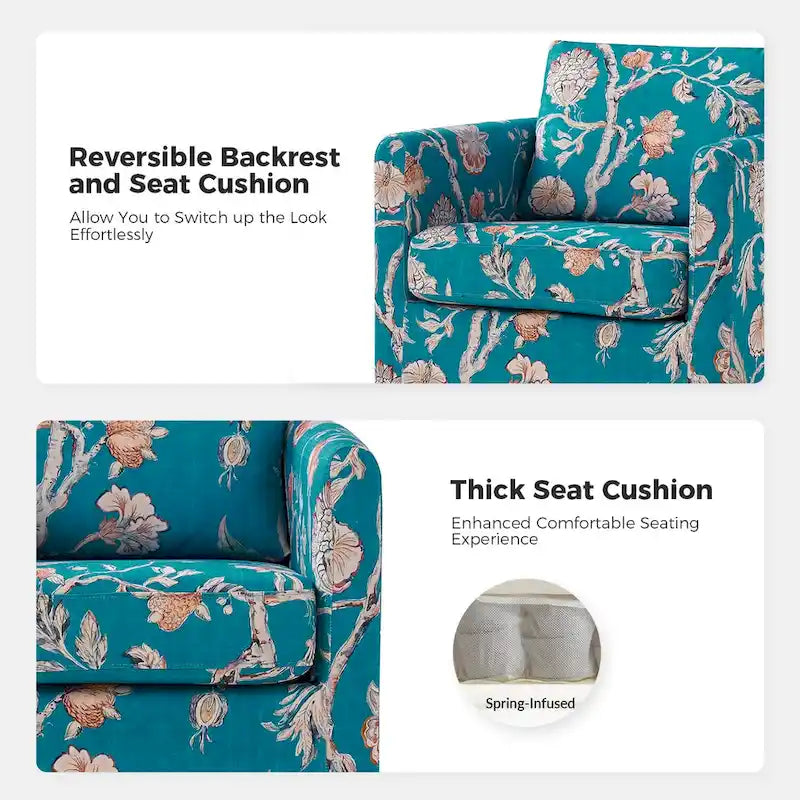 Fauteuil pivotant déhoussable Erkenbald avec coussin amovible par HULALA HOME