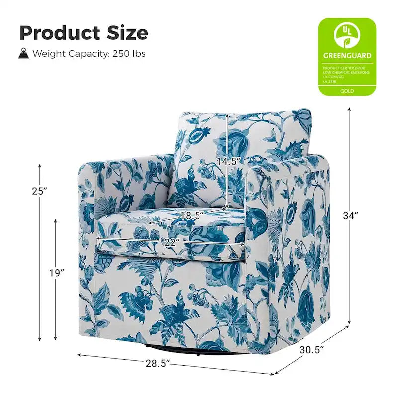 Fauteuil pivotant déhoussable Erkenbald avec coussin amovible par HULALA HOME