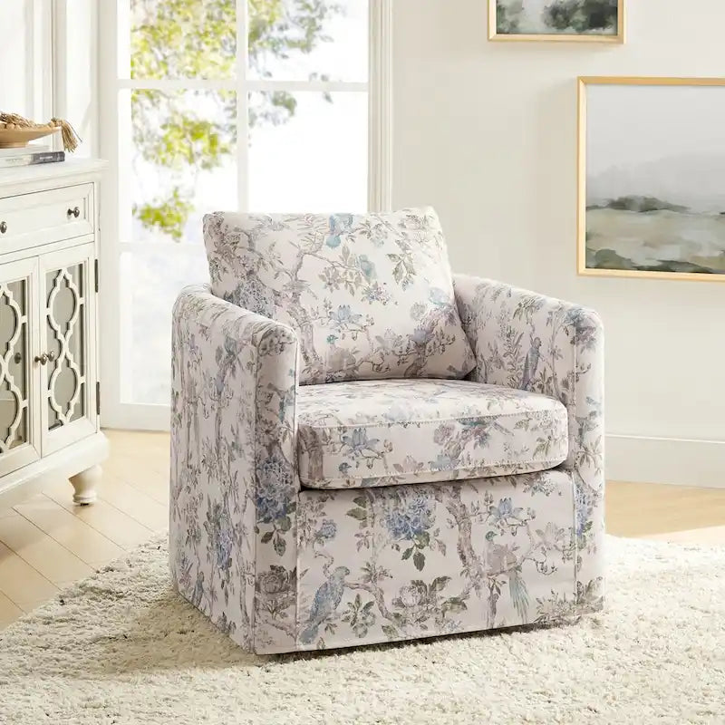 Fauteuil pivotant déhoussable Erkenbald avec coussin amovible par HULALA HOME