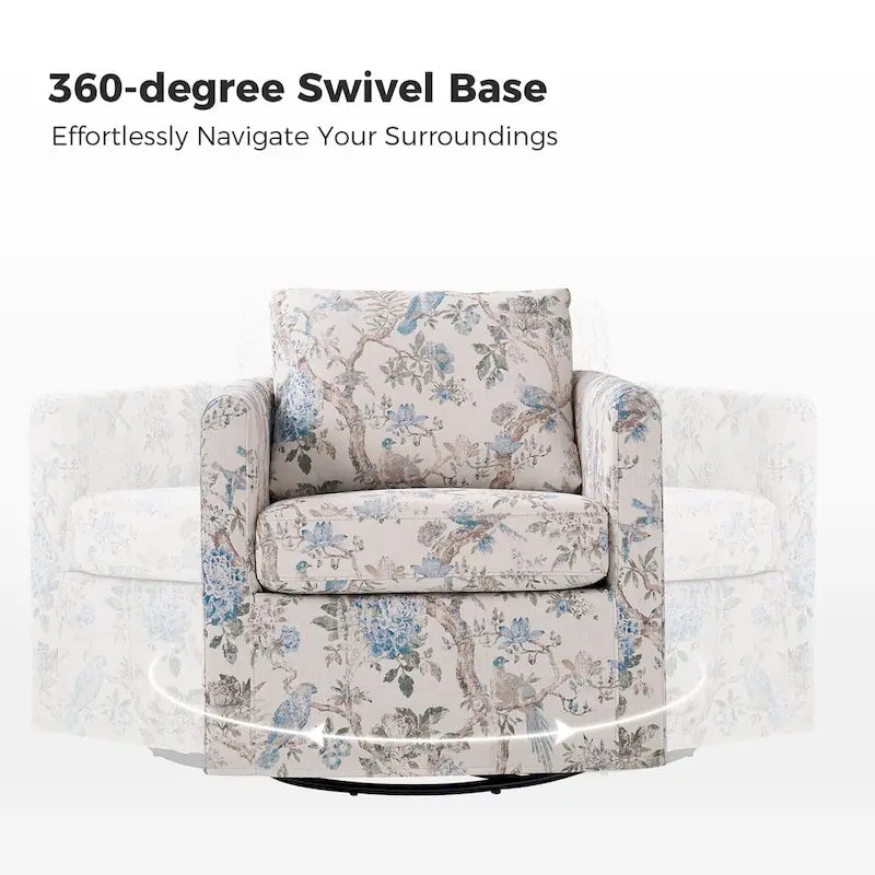 Fauteuil pivotant déhoussable Erkenbald avec coussin amovible par HULALA HOME