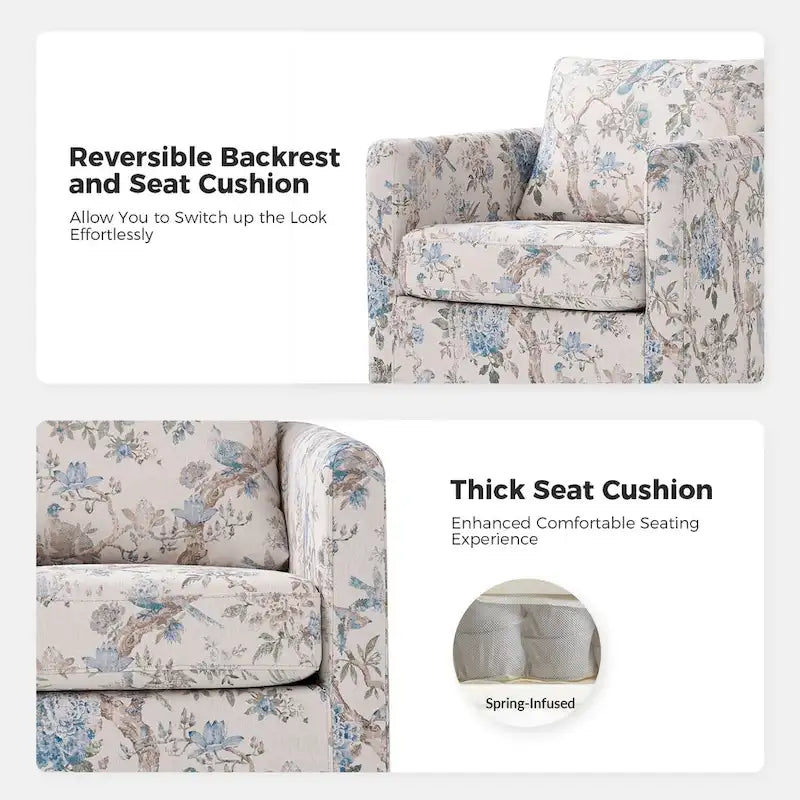 Fauteuil pivotant déhoussable Erkenbald avec coussin amovible par HULALA HOME