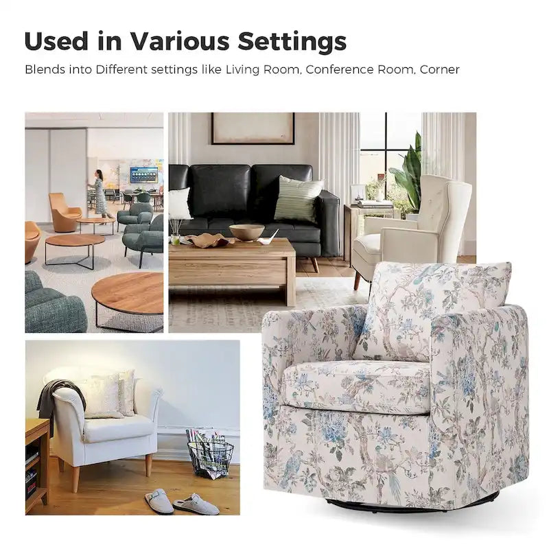 Fauteuil pivotant déhoussable Erkenbald avec coussin amovible par HULALA HOME