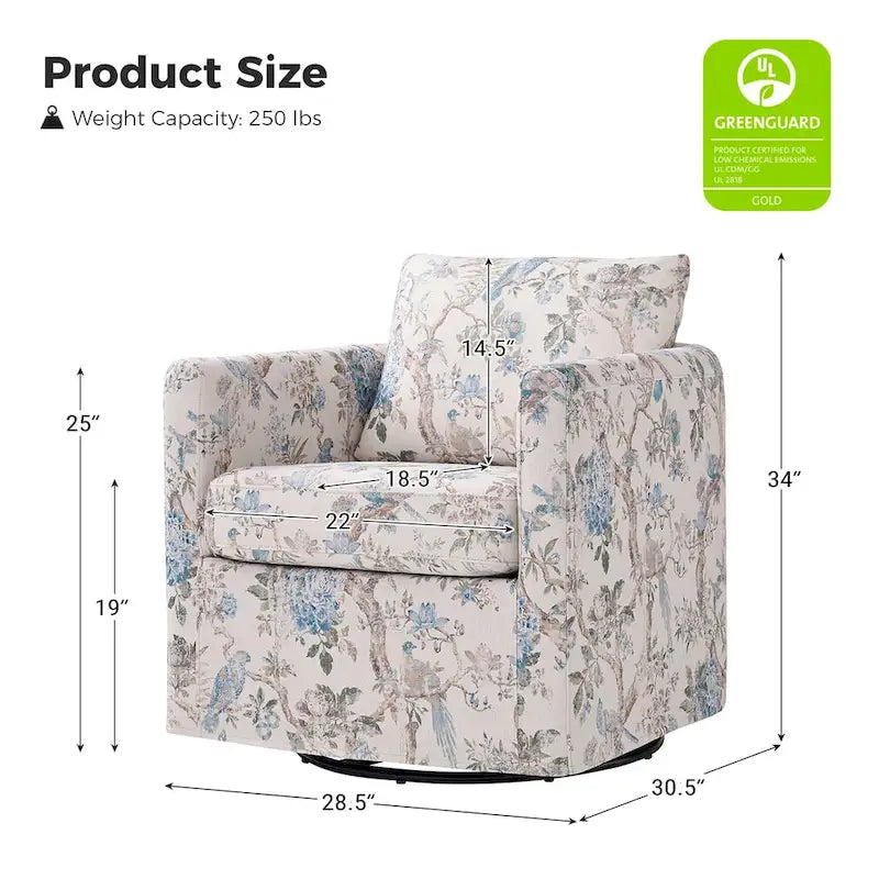 Fauteuil pivotant déhoussable Erkenbald avec coussin amovible par HULALA HOME