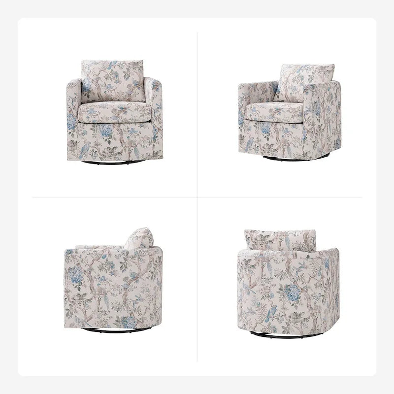 Fauteuil pivotant déhoussable Erkenbald avec coussin amovible par HULALA HOME