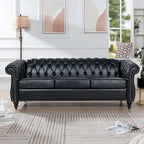 Canapé Chesterfield capitonné en similicuir avec accoudoirs roulés de 84,65 po