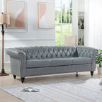 Canapé Chesterfield capitonné en similicuir avec accoudoirs roulés de 84,65 po