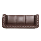 Canapé Chesterfield capitonné en similicuir avec accoudoirs roulés de 84,65 po