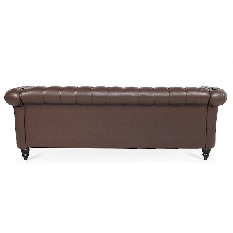 Canapé Chesterfield capitonné en similicuir avec accoudoirs roulés de 84,65 po