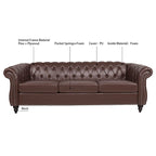 Canapé Chesterfield capitonné en similicuir avec accoudoirs roulés de 84,65 po
