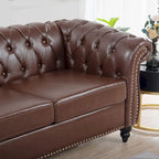 Canapé Chesterfield capitonné en similicuir avec accoudoirs roulés de 84,65 po