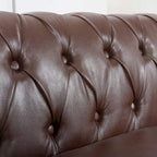Canapé Chesterfield capitonné en similicuir avec accoudoirs roulés de 84,65 po