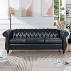 Canapé Chesterfield capitonné en similicuir avec accoudoirs roulés de 84,65 po