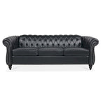 Canapé Chesterfield capitonné en similicuir avec accoudoirs roulés de 84,65 po
