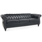 Canapé Chesterfield capitonné en similicuir avec accoudoirs roulés de 84,65 po