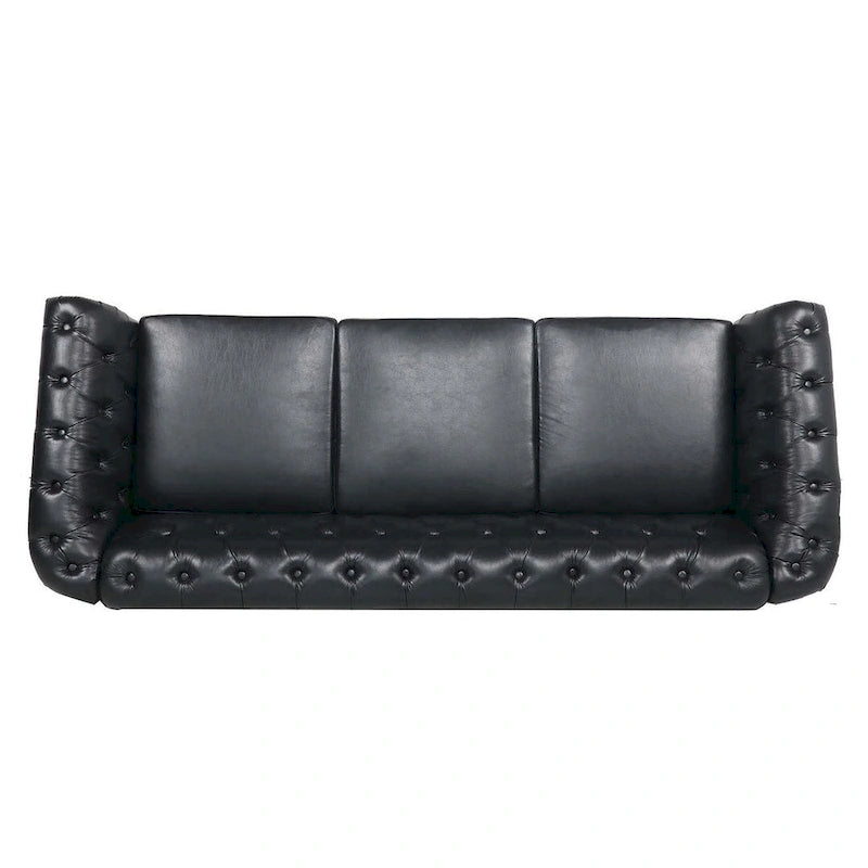 Canapé Chesterfield capitonné en similicuir avec accoudoirs roulés de 84,65 po