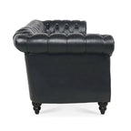 Canapé Chesterfield capitonné en similicuir avec accoudoirs roulés de 84,65 po