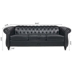 Canapé Chesterfield capitonné en similicuir avec accoudoirs roulés de 84,65 po