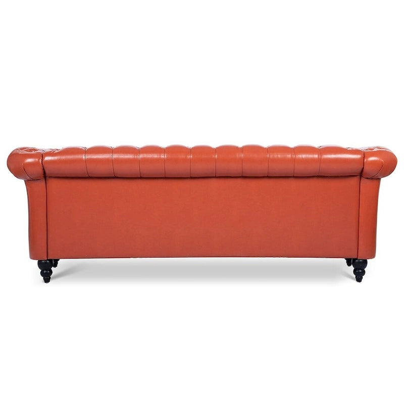 Canapé Chesterfield capitonné en similicuir avec accoudoirs roulés de 84,65 po