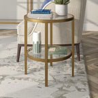 Table d'appoint ronde large Hera 19.63 avec étagère en verre transparent