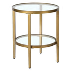 Table d'appoint ronde large Hera 19.63 avec étagère en verre transparent