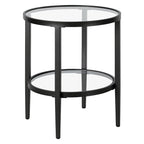 Table d'appoint ronde large Hera 19.63 avec étagère en verre transparent
