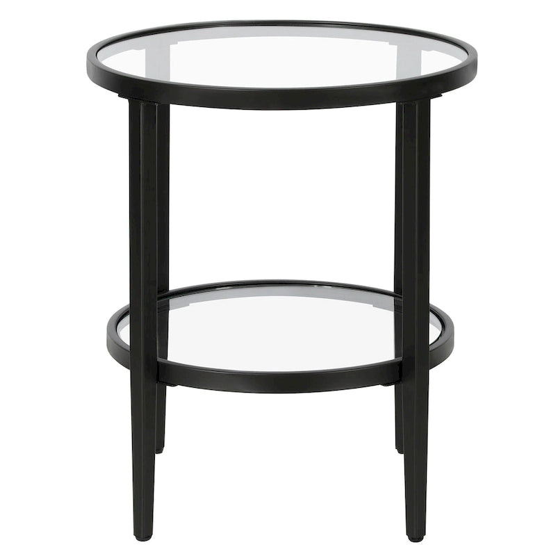Table d'appoint ronde large Hera 19.63 avec étagère en verre transparent