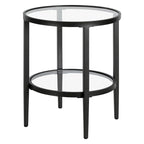 Table d'appoint ronde large Hera 19.63 avec étagère en verre transparent