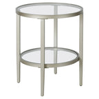 Table d'appoint ronde large Hera 19.63 avec étagère en verre transparent