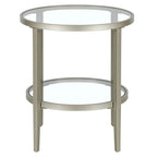 Table d'appoint ronde large Hera 19.63 avec étagère en verre transparent