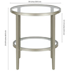 Table d'appoint ronde large Hera 19.63 avec étagère en verre transparent