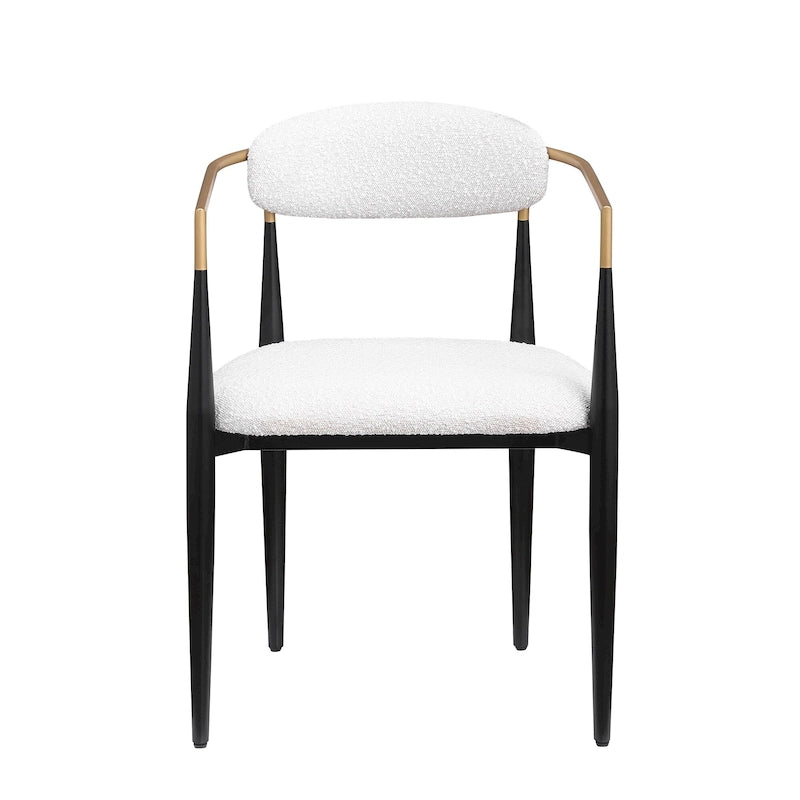 Morden Fort Chaises de salle à manger modernes en bouclette, fauteuil en velours, lot de 2