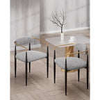 Morden Fort Chaises de salle à manger modernes en bouclette, fauteuil en velours, lot de 2