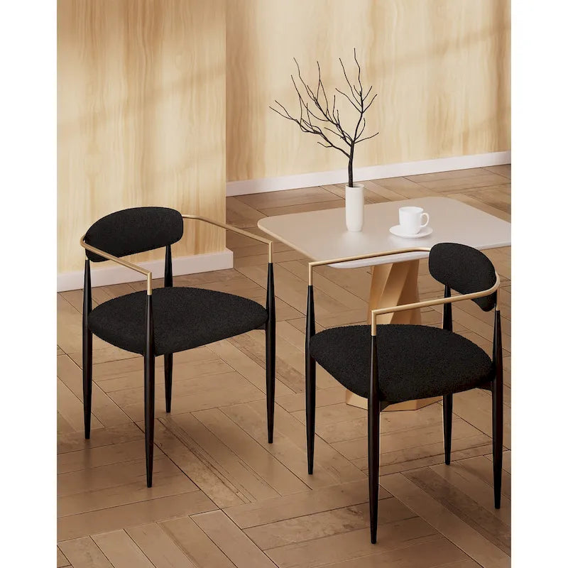 Morden Fort Chaises de salle à manger modernes en bouclette, fauteuil en velours, lot de 2