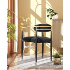 Morden Fort Chaises de salle à manger modernes en bouclette, fauteuil en velours, lot de 2