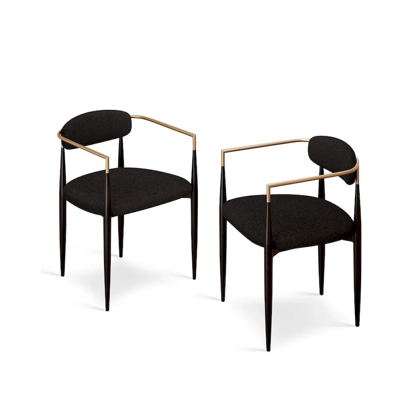 Morden Fort Chaises de salle à manger modernes en bouclette, fauteuil en velours, lot de 2