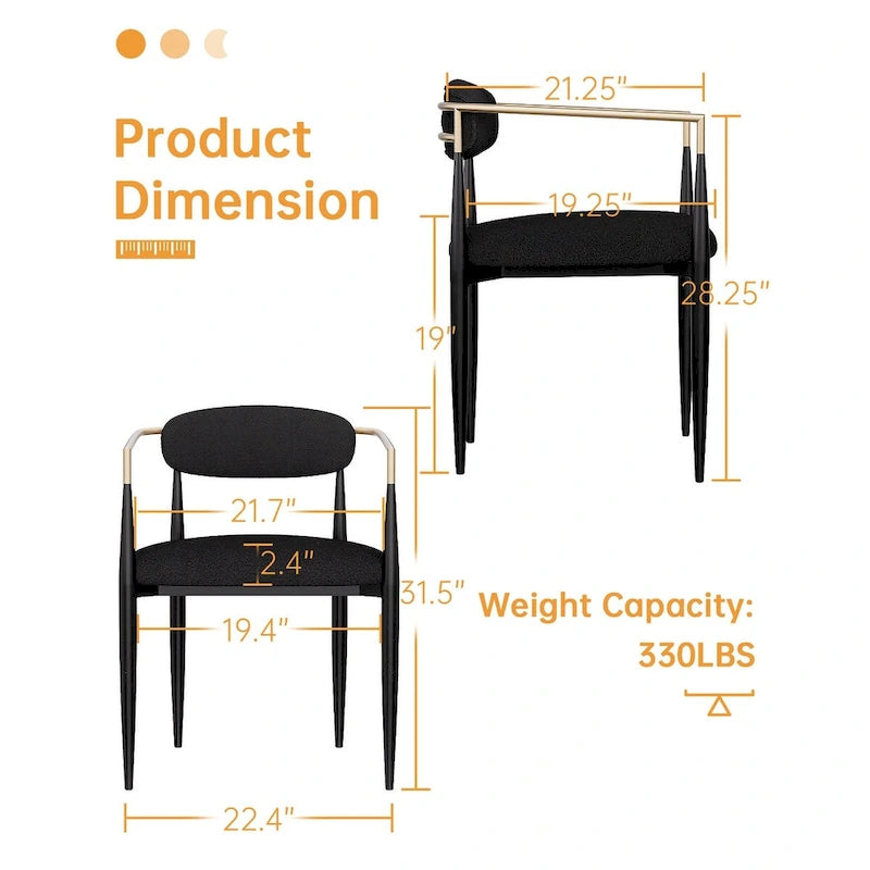Morden Fort Chaises de salle à manger modernes en bouclette, fauteuil en velours, lot de 2