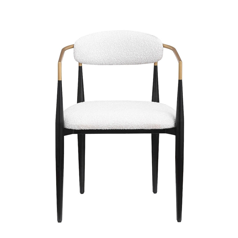 Morden Fort Chaises de salle à manger modernes en bouclette, fauteuil en velours, lot de 2