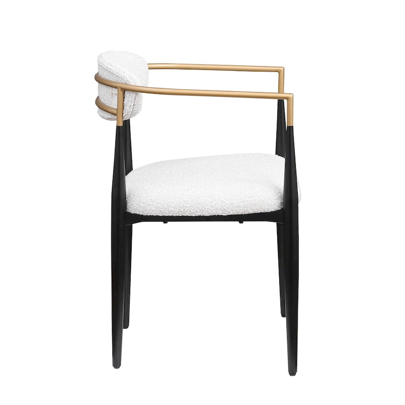 Morden Fort Chaises de salle à manger modernes en bouclette, fauteuil en velours, lot de 2
