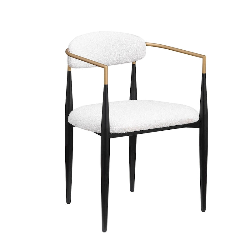 Morden Fort Chaises de salle à manger modernes en bouclette, fauteuil en velours, lot de 2