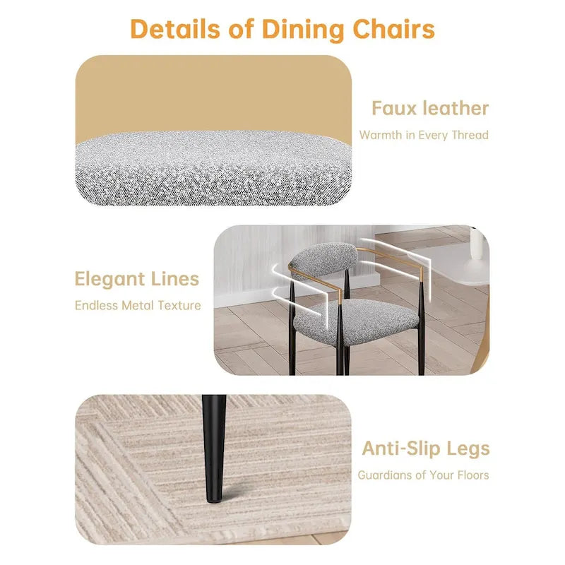 Morden Fort Chaises de salle à manger modernes en bouclette, fauteuil en velours, lot de 2