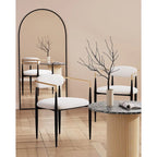 Morden Fort Chaises de salle à manger modernes en bouclette, fauteuil en velours, lot de 2