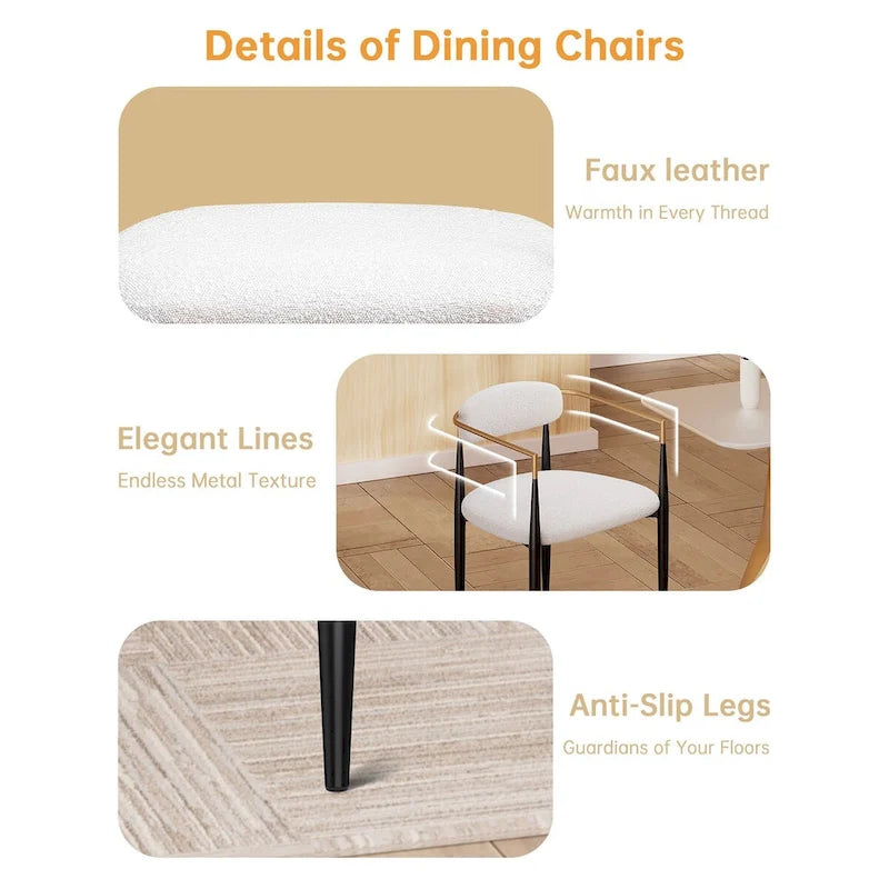 Morden Fort Chaises de salle à manger modernes en bouclette, fauteuil en velours, lot de 2
