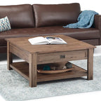 WYNDENHALL Garret Table Basse Carrée Rustique en Bois d'Acacia Massif de 38 po de Large - 38 L x 38 P x 19 H