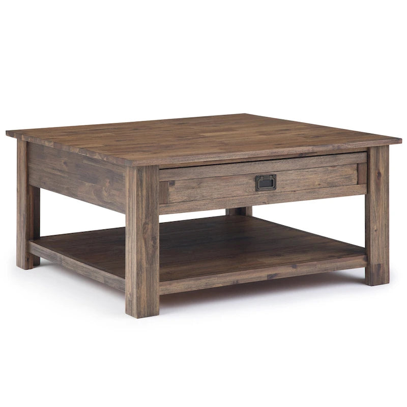 WYNDENHALL Garret Table Basse Carrée Rustique en Bois d'Acacia Massif de 38 po de Large - 38 L x 38 P x 19 H