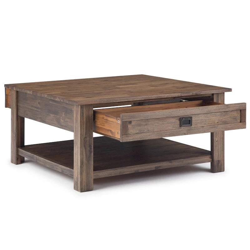 WYNDENHALL Garret Table Basse Carrée Rustique en Bois d'Acacia Massif de 38 po de Large - 38 L x 38 P x 19 H