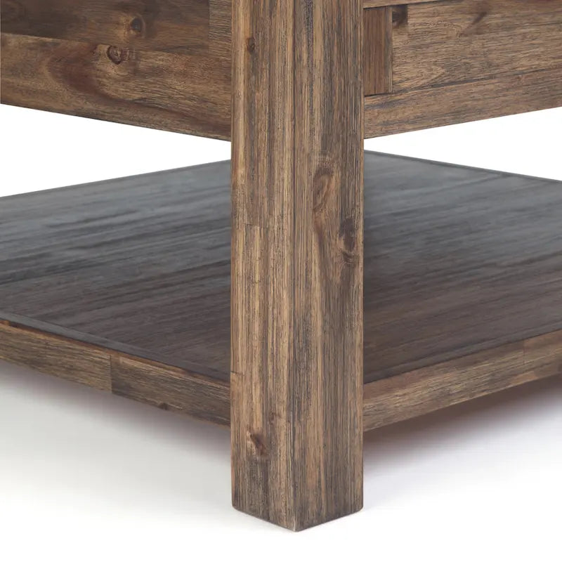 WYNDENHALL Garret Table Basse Carrée Rustique en Bois d'Acacia Massif de 38 po de Large - 38 L x 38 P x 19 H